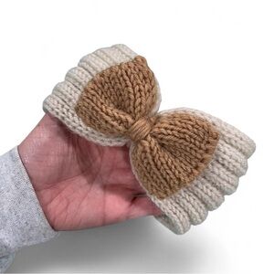 Charming Knit Bow Headband for Kids - Beige and Cream
